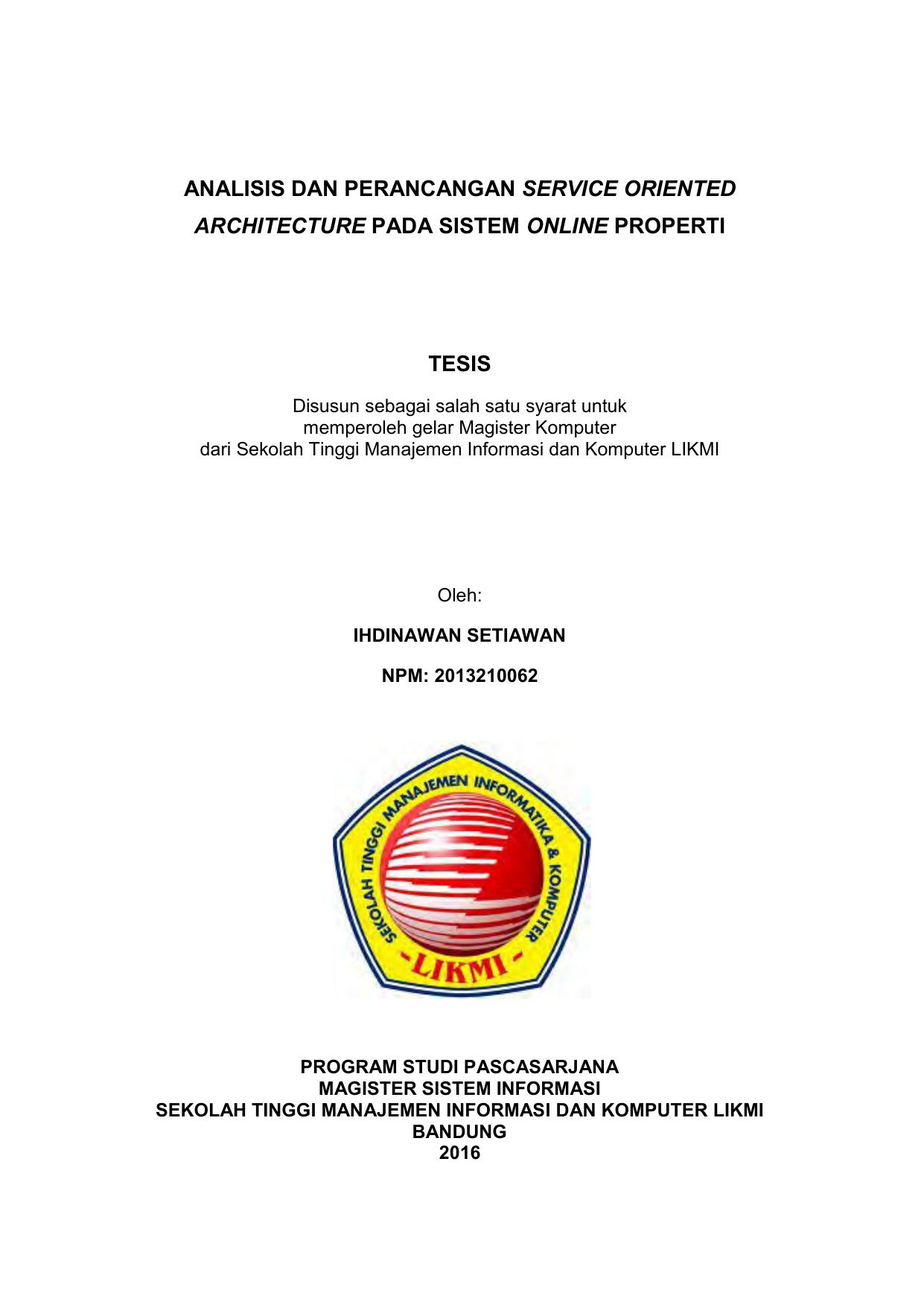 ANALISIS DAN PERANCANGAN SERVICE ORIENTED ARCHITECTURE PADA SISTEM ONLINE PROPERTI