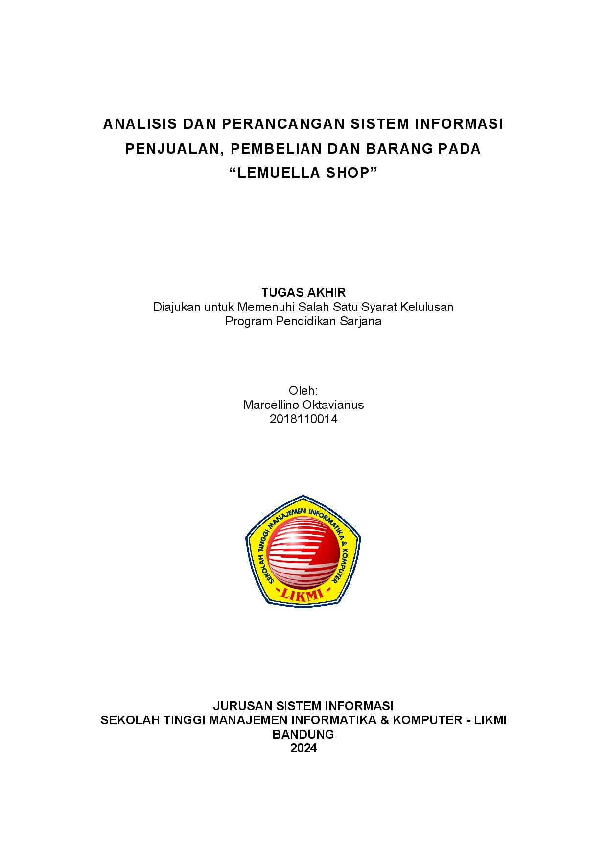 ANALISIS DAN PERANCANGAN SISTEM INFORMASI PENJUALAN, PEMBELIAN DAN BARANG PADA “LEMUELLA SHOP