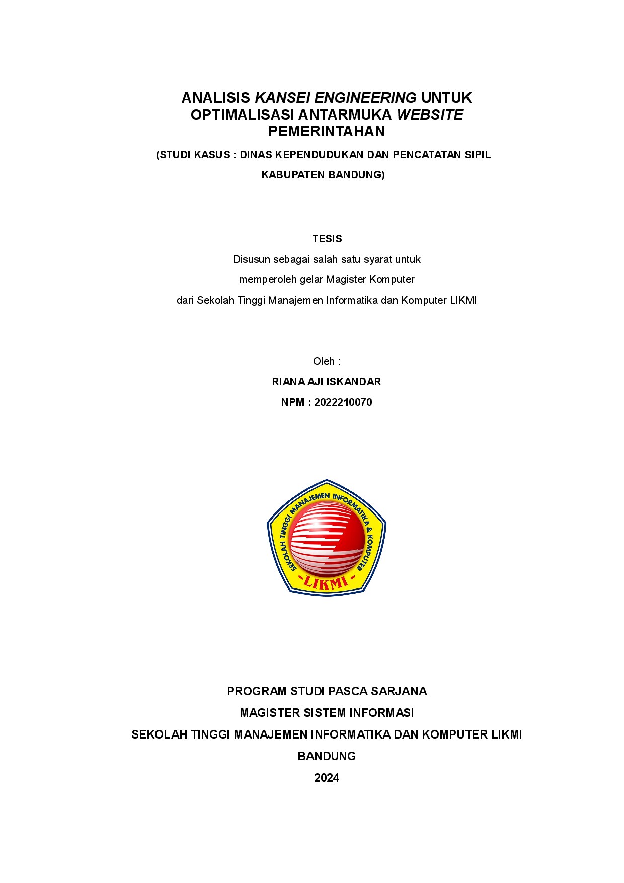 ANALISIS KANSEI ENGINEERING UNTUK OPTIMALISASI ANTARMUKA WEBSITE PEMERINTAHAN