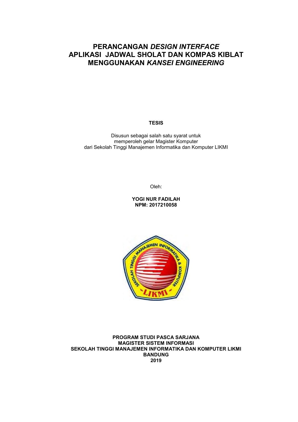 PERANCANGAN DESIGN INTERFACE APLIKASI JADWAL SHOLAT DAN KOMPAS KIBLAT MENGGUNAKAN KANSEI ENGINEERING